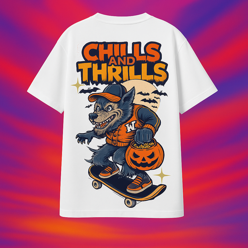"Chills and Thrills" Oversized Halloween Tee