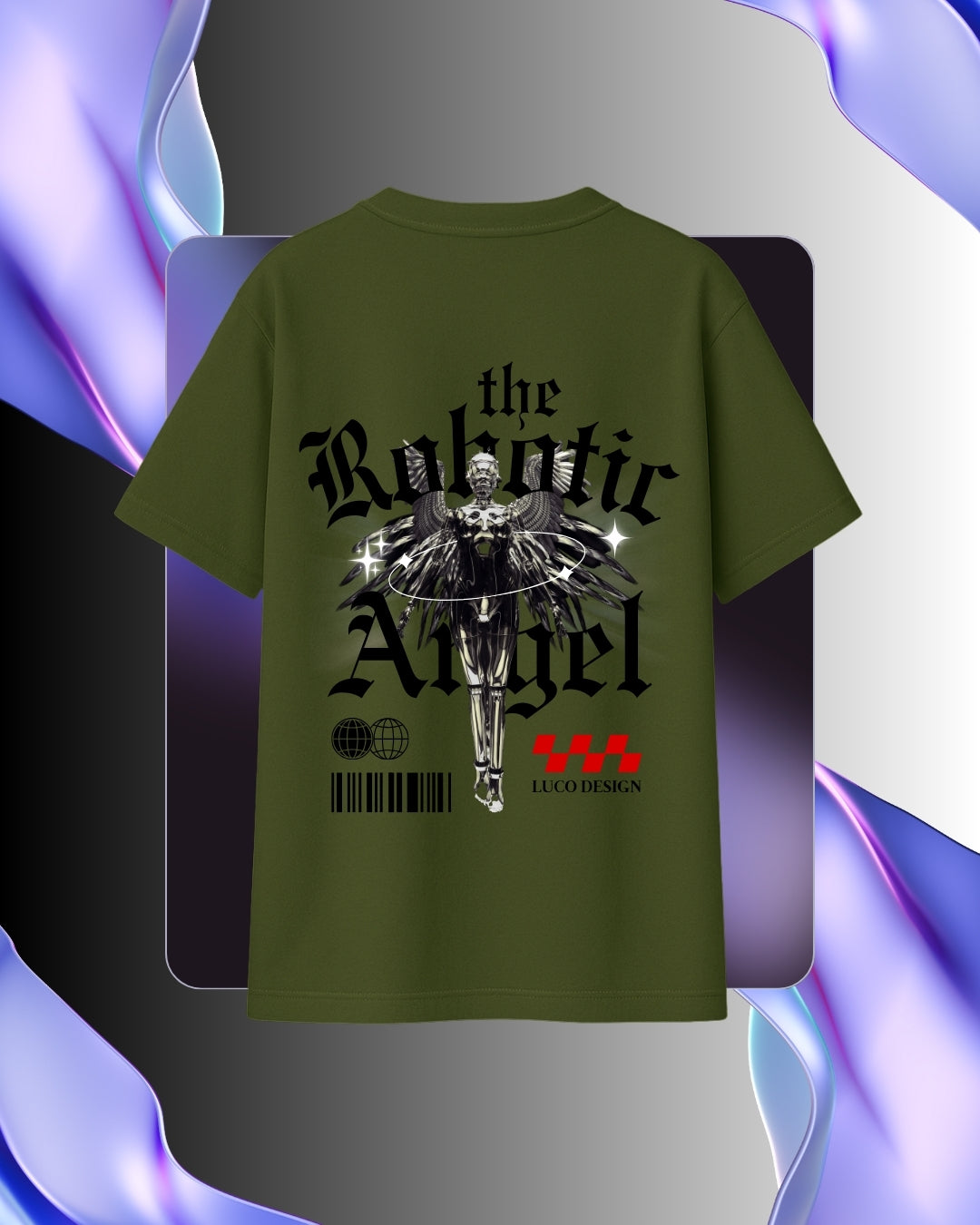 Robotic Angel Tee – Futuristic Cyberpunk Design