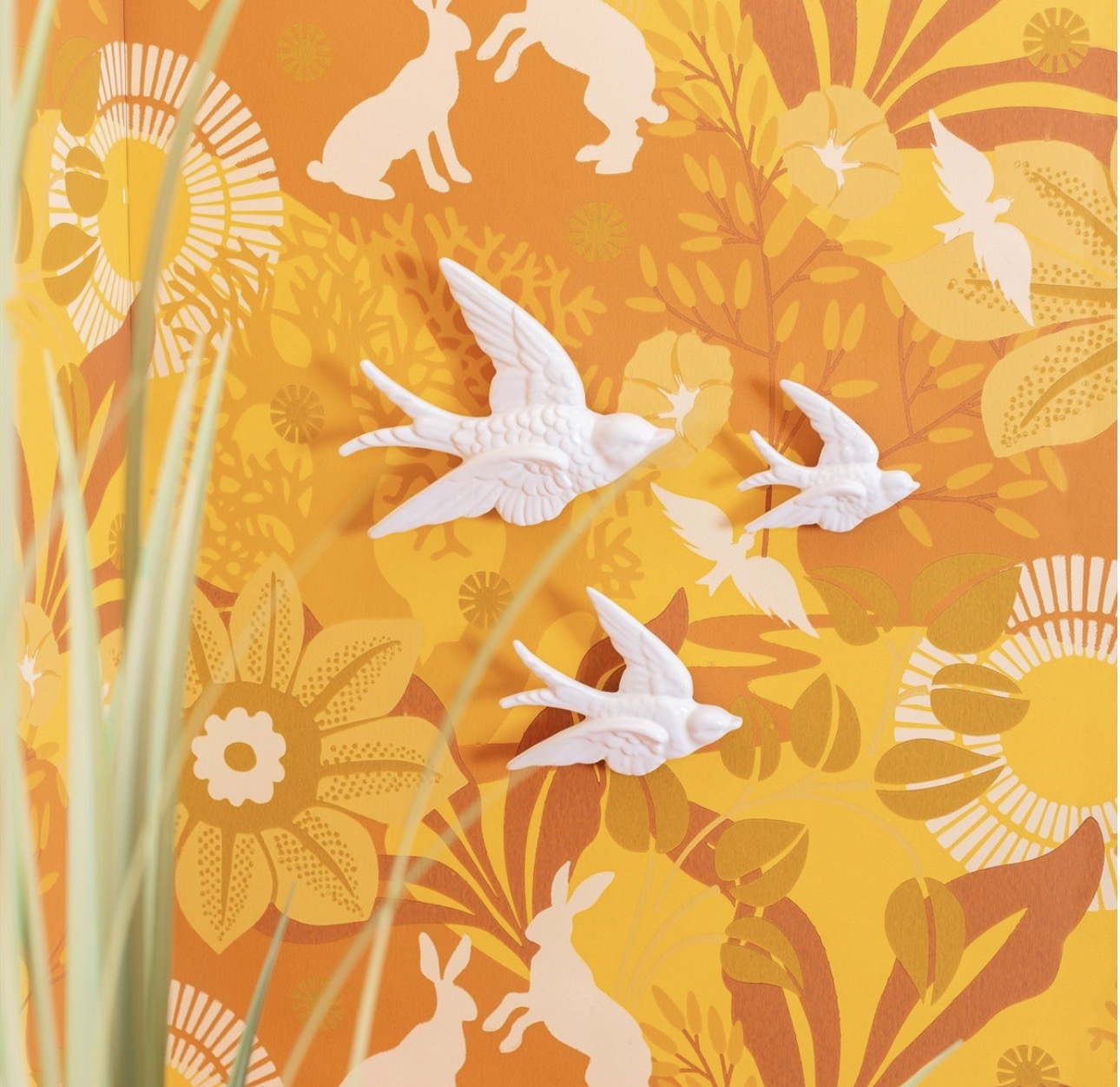 Swallow Wall Decorations White- Set Of 3